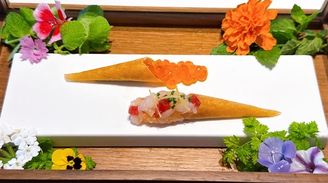オットセッテ トマム - 料理写真:イクラと牡丹海老のコルノ