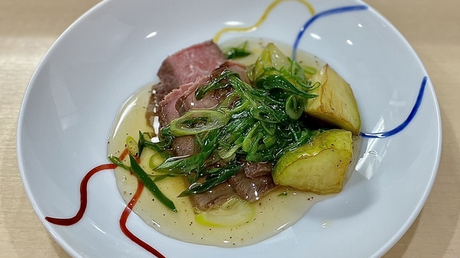 佐とう - 料理写真:黒毛和牛野菜の餡。白茄子と九条葱の餡