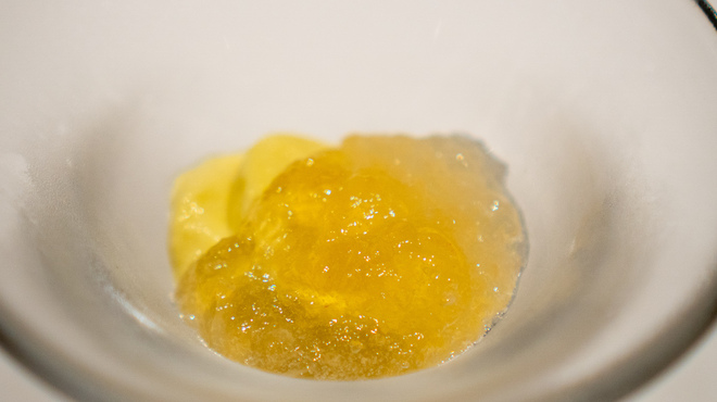 パトゥ - 料理写真:嶽きみコーンのムース トマトのジュレ