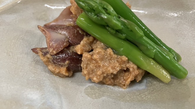 りょうりや○ - 料理写真:ホタルイカのあん肝和え