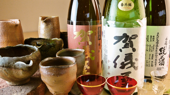 美膳おち - 料理写真:大将の出身愛媛のお酒（賀儀屋）です。大将が何度も通って岡山では当店だけ入れてもらった賀儀屋は、食中酒として最高のお酒です
