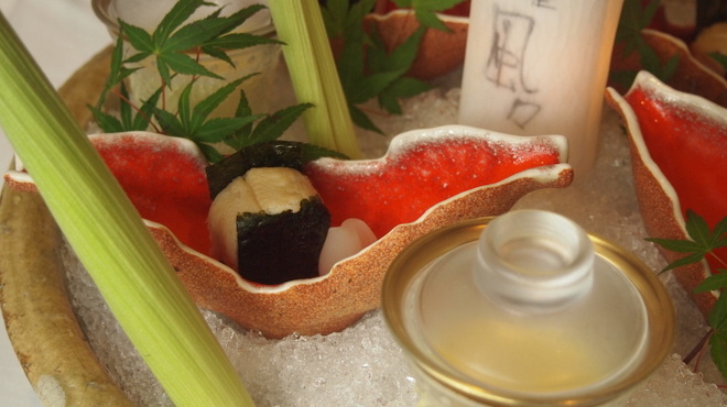 馳走 風々 - 料理写真:お凌ぎ：穴子棒寿司　・とうもろこしすり流し