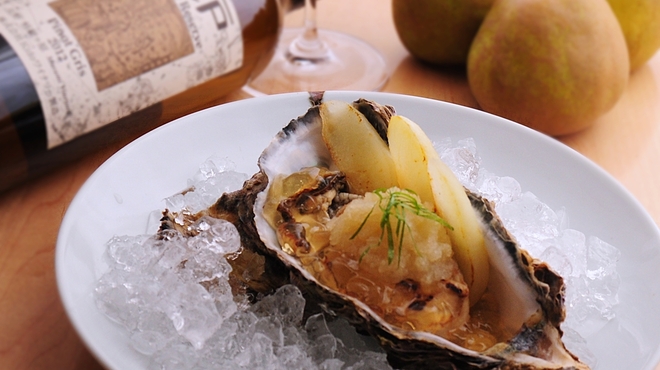 日本料理 まめ福 - 料理写真:焼き牡蠣の洋梨土佐酢ジュレ （牡蠣小町）