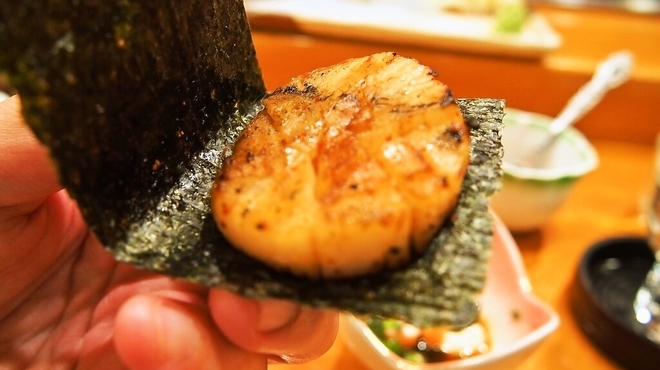 菊鮨 - 料理写真:ホタテ貝柱 磯辺焼き