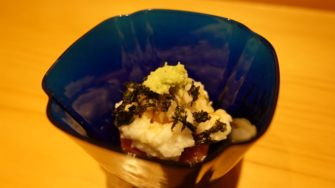 鮨 しお津 - 料理写真:☆鰹腹の部分漬けを山掛けにして☆