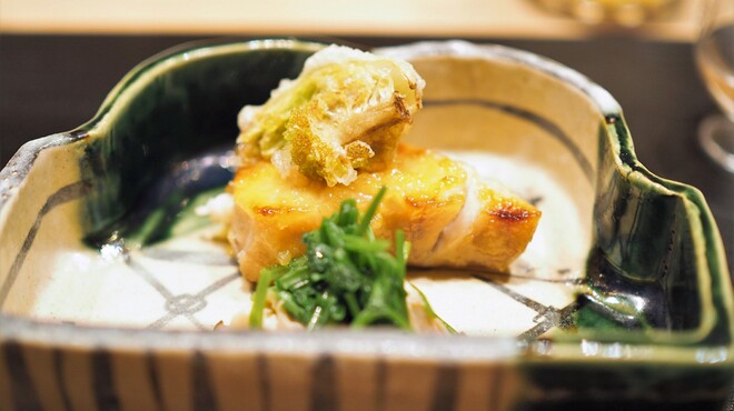 すず木 - 料理写真:さわら味噌幽庵焼き　ふきのとうの揚物　せり