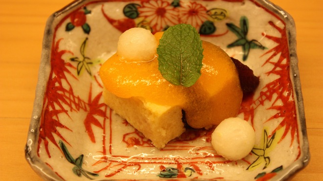 はと - 料理写真:熟した柿と梨のデザート