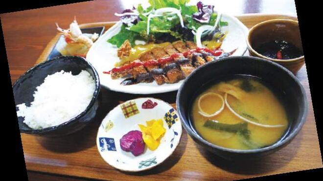 Banzai Mineji - 料理写真:日替りランチ ９００円。メイン（肉か魚から選べる）、副菜2品、サラダ、ご飯、みそ汁、漬物、ドリンク