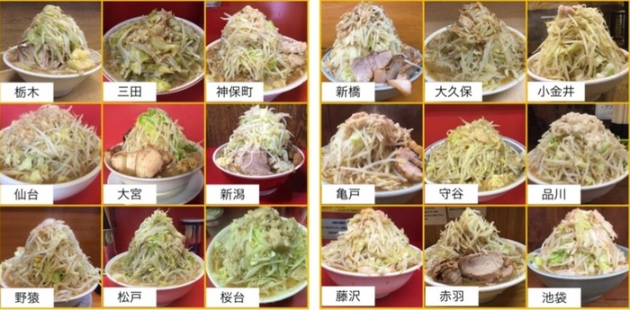 ラーメン二郎大ラーメン 全店舗別重量ランキング ヤサイマシマシ縛り 食べログまとめ