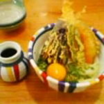 硯家 - 天ぷらぶっかけうどん+玉子