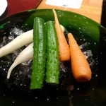 天ぷら 心斎橋 一哲 - 野菜丸かじり…３種の諸味味噌で