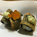 麺庵 小島流 - 小島流穂先メンマと海老の磯辺焼き～イクラと山葵とピコタルタル～（「串揚げ 穂卓 × 麺庵 小島流」3000円）