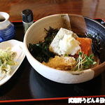 田舎うどん てつ - 揚げ餅ぶっかけ+蕗の薹天