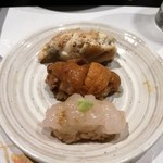 秀徳 - 上からあなご、うに、しろえび