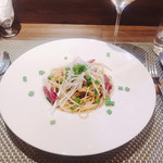 創作イタリアン Gemelli - ネギもドットのように可愛く見えます(￣∇￣)