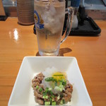 焼鳥いなかもん - なっとうおろし250円、富士山麓ハイボール500円