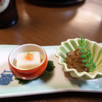 モリタ屋 木屋町店 - 前菜2種盛（豆腐、牛肉のしぐれ煮）