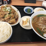 台湾料理・福千 - 油淋鶏ランチと＋50円でラーメン付き。
