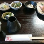 手打ち蕎麦　みたに - 「二種盛り薬味膳」薬味・いなり