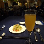 中国薬膳料理 星福 - 清心美容酒、季節の果物とクラゲ胡桃と胡麻ソース和え