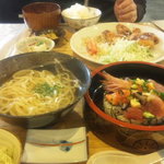 元気モリモリ - 海鮮丼とうどんセットとミックスフライ定食