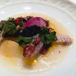 シマラボ - 寒ブリの炙り、蕪のスープ