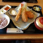 かつ徳 - 寒ぶりかつと海老・ヒレかつ定食