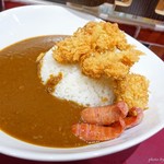 ぶらくり丁カレー BiBo - 2018年8月　ヘレカツカレー+ウインナー辛口大盛り【800+100+100円】