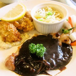 みすたーらいおん - かきフライとポークソテー　デミソース