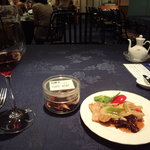 中国薬膳料理 星福 - サンザシ酒ワインミックス、白身魚と山くらげの黒酢炒め