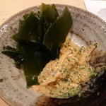 鮨 さかい - 残った肝ソースにわかめ