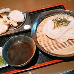 讃岐つけ麺 寒川 - 野菜天と、つけ麺(シンプルなつけ麺)