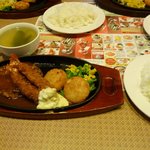 Gasuto - ハンバーグ＆海老フライ＋ライス＋スープ