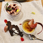 bistro Chic - コース4皿目のデザート ビーツのブランマンジェ/ガトーショコラ/クレームブリュレ('18.2月中旬)