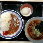 名代富士そば - 朝カレーセット(温かいそば)