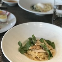 Furutoshi - メインのパスタ、この日は地鶏で和風な味付けのものを選びました