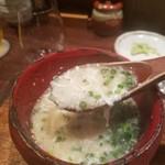 鳥茂 - 鶏ガラスープ茶づけ    ゴマ　白味噌を使用  