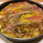 Shabushabu Sukiyaki Dontei - すき焼き食べ放題（牛・豚コース）を利用したすき煮（溶き卵２個投入２１：２８）