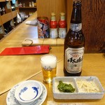 大衆酒蔵 日本海 - 大瓶ビール420円(税抜) お通し250円(税抜)