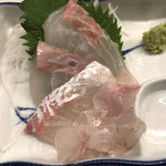 元祖立ち飲み屋 - 日替わりの天然真鯛刺し260円