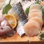 かわなみ鮨 - 刺身盛合せ（鯵・鯖・帆立）
