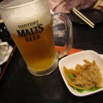 Izakaya En - ビール（プレミアムモルツ）とお通し