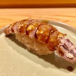 すし佐竹 - 10.しゃこ   穴子につける甘だれと一緒に