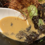 饗 くろ喜 - あんこうと黒のりの味噌そば スープアップ（1,500円） ※限定麺 2018.12