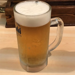 江差会館 - やっと暖まり生ビールへ。