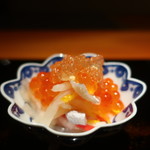 日本料理 幸庵 - 紅白なます、小鯛、いくらの加減酢ジュレがけ