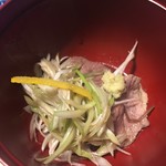 鳥田中 - 今日のお通しは何かなシリーズ1-2 せりの入った治部煮でした　このせりがまたすごく美味しい