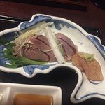 鳥田中 - 今日のコースは何かなシリーズ1 お馴染みの湯引きです　もう本当に美味しくて堪らない