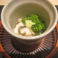 銀座 よし澤 - 先付（穴子と菜花の温（あつ）浸し）