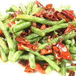 Stir-fried green beans with Japanese pepper flavor
